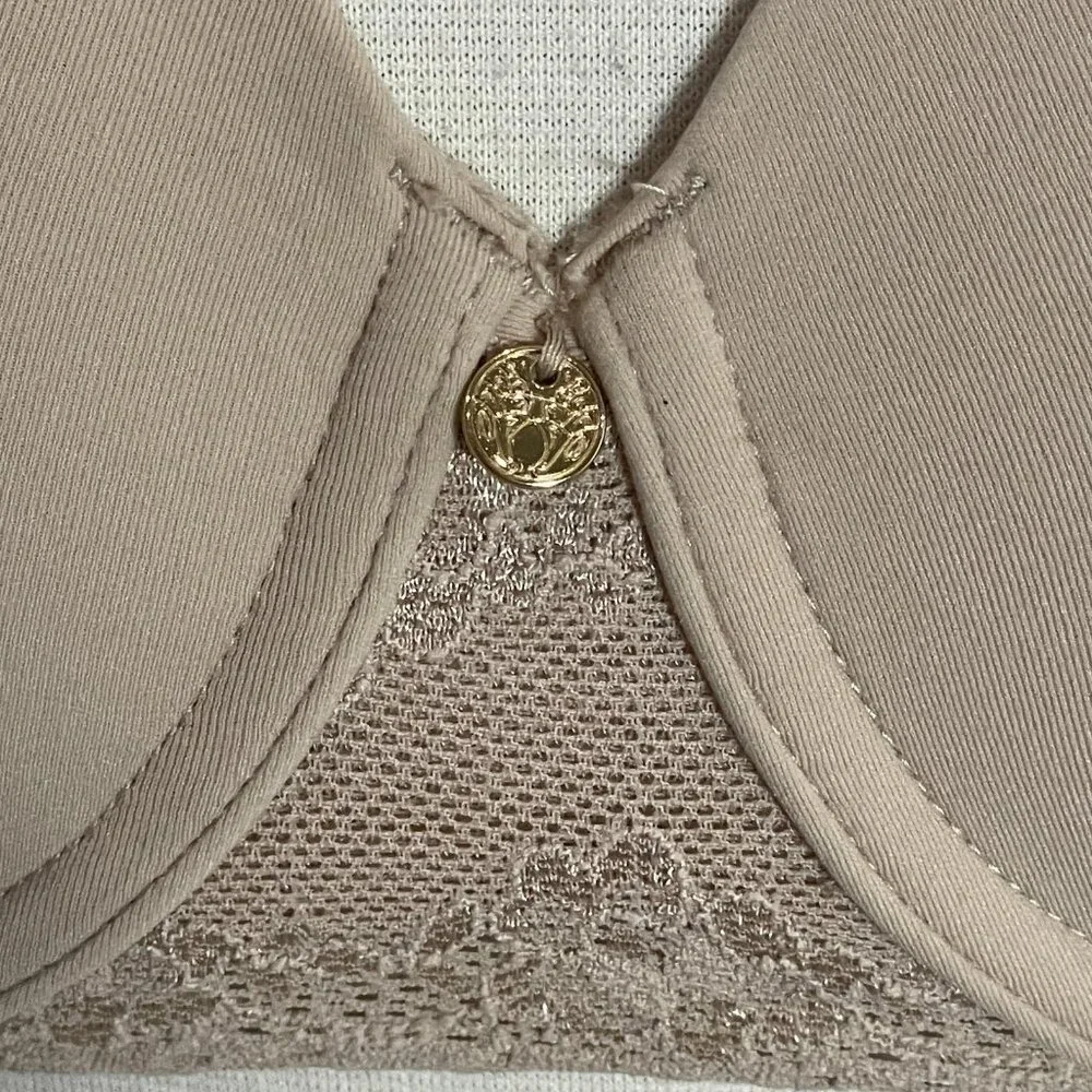 Natori T-Shirt Bra Womens 34D Beige Lace Underwire Lightly‎ Lined Microfiber